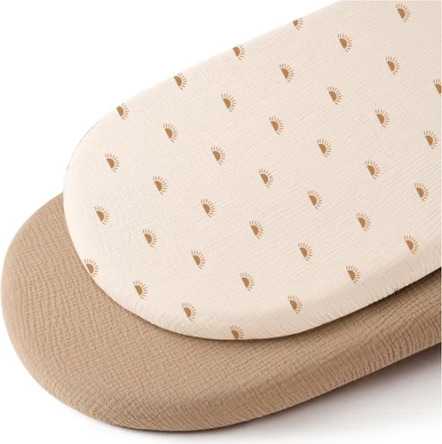 Miniatura 19 de Konssy Sábanas de muselina para cuna de bebé para niña y niño, paquete de 2, sábanas ajustadas transpirables para colchón de cuna de bebé, aptas