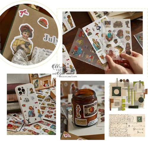 Miniatura 6 de BLEDS Calcomanías para Álbumes de Recortes, Libro de Calcomanías de Plantas y Hongos con Calcomanías Estéticas Ephemera, Suministros de Journaling