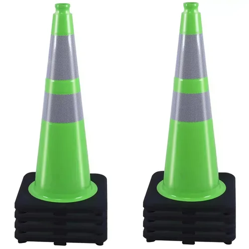 Miniatura 12 de BESEA Paquete de 4 conos de tráfico azules de 12 pulgadas con collar reflectante de 4 pulgadas, conos de seguridad de PVC resistentes con base