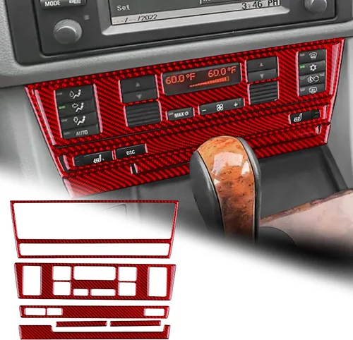 Miniatura 19 de AIRSPEED Para BMW M5 E39 Cubierta del marco de la caja del reposabrazos de la consola central, calcomanía de fibra de carbono accesorios interiores