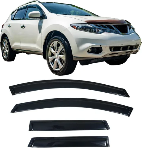Miniatura 2 de IKON MOTORSPORTS - Visera de ventana compatible con Nissan Murano 2009-2014, acrílico sin pintar, negro, protector de lluvia, deflector de aire