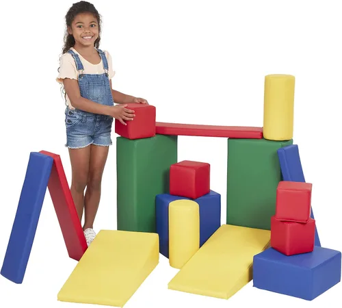 Miniatura 10 de ECR4Kids SoftZone Bloques de construcción blandos, formas de espuma, surtido, 16 piezas