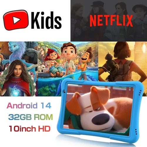 Miniatura 2 de PRITOM Tableta para niños de 10 pulgadas Android 14, 32GB, Quad-Core, 6000mAh, pantalla IPS HD grande, WiFi 6, cámara dual, Bluetooth, Tableta