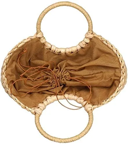 Miniatura 8 de Bolso Hobo grande de paja tejida a mano para mujer, con asa redonda, anillo Toto Retro Summer Beach Straw Bag