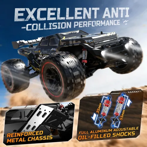 Miniatura 7 de DEERC 209E 1:10 Camión de control remoto rápido sin escobillas RC para adultos y niños, velocidad alta de más de 37 mph, 4WD todo terreno con 2