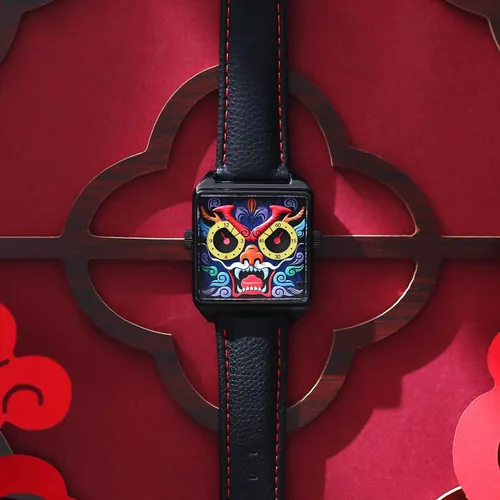 Miniatura 2 de HappieWatch Reloj de pulsera de cuarzo con esfera en relieve, caja de acero inoxidable, cristal de zafiro, reloj de moda con silicona y correa