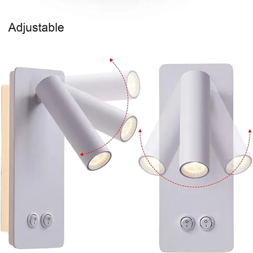 Miniatura 3 de Lámpara de lectura de cabecera montada en la pared, luces LED de lectura de pared para cama, juego de 2 apliques de pared enchufables, luz
