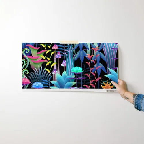 Miniatura 7 de Muestro de papel tapiz extraíble - Bioluminiscente Selva Floral Árboles Fantástico Helecho Papel pintado personalizado pre-pegado por Spoonflower