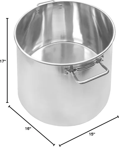 Miniatura 4 de CONCORD - Olla de acero inoxidable pulido para elaboración de cerveza con tapa plana (40 cuartos de galón)