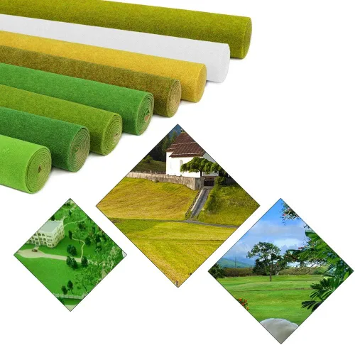 Miniatura 7 de CP138 - Alfombra de césped artificial para trenes color verde hierba, 15.7 x 39.4 in o 15.7 x 39 pulgadas para decoración de manualidades