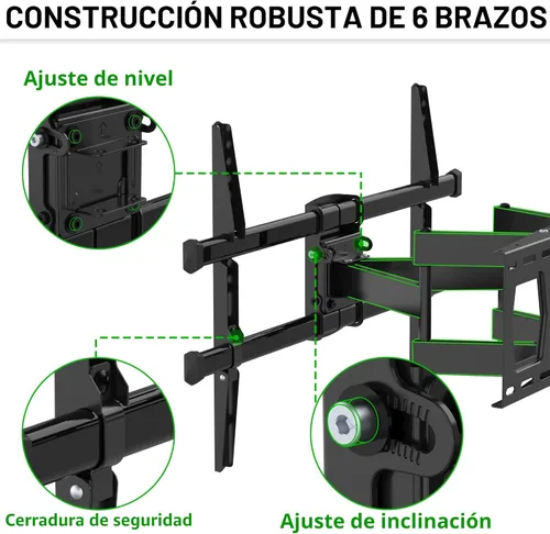 Miniatura 2 de USX Mount Soporte de pared para TV de movimiento completo para televisores de 37 a 82 pulgadas, soporte de pared giratorio e inclinable para TV