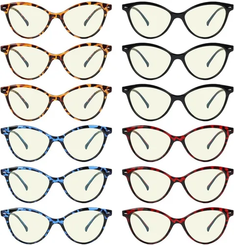 Miniatura 4 de Eyekepper - Pack de 12 lentes con bloqueo de luz azul para lectura y computadora, estilo ojo de gato, para mujeres +0.75