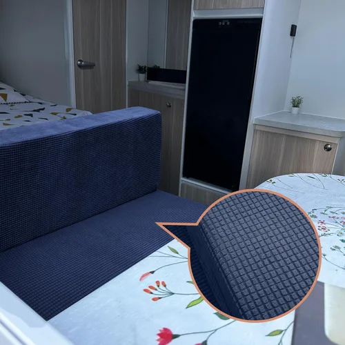 Miniatura 7 de Tlswshsy Cojines de comedor para autocaravana, fundas elásticas para asiento de sofá, protector de muebles de sofá biplaza lavable para Azul