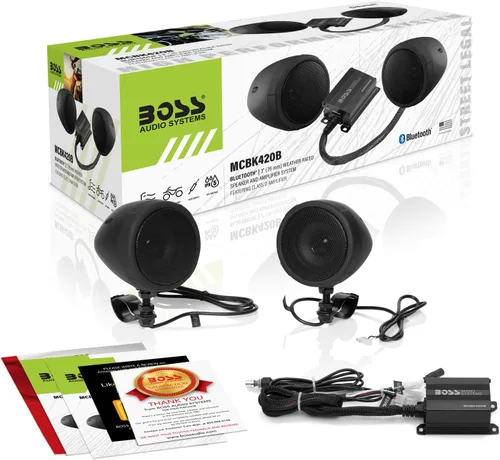 Miniatura 7 de BOSS Audio Systems MCBK420B Paquete de altavoces de 3 pulgadas para motocicleta y amplificador de 2 canales - Bluetooth, resistente a la intemperie