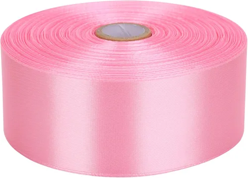 Cinta de satén rosa de 1-1/2 pulgadas, rollo de cintas de tela sólida de 50 yardas para invitaciones de boda, ramos de novia, costura, decoraciones