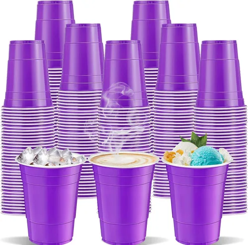 Miniatura 30 de 120 piezas 16 onzas Vasos de plástico amarillos para Acción de Gracias Vasos desechables de plástico amarillos Vasos de fiesta para beber