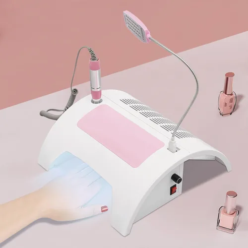 Miniatura 3 de Lámpara de uñas 5 en 1, colector de polvo de uñas con taladro de uñas y lámpara de escritorio LED, lámpara LED de uñas para esmalte de gel