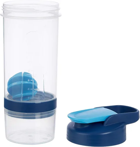 Miniatura 2 de Amazon Basics Botella mezcladora de proteínas con bola mezcladora, tazas para batidos, 20 onzas, paquete de 2, azul, 4.6 x 3.5 x 9.1 in