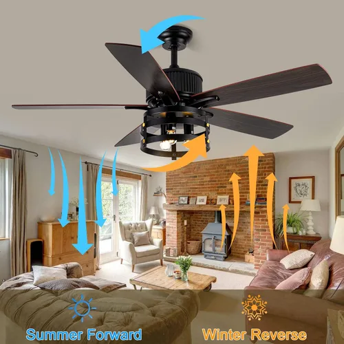 Miniatura 7 de Farmhouse Ceiling Fan with Light and Remote, 52 Inch Indoor Outdoor Ceiling Fans for Patios, Rustic Ceiling Fan with 5 Dual Finish Blades