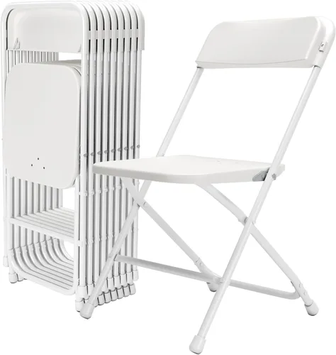 Miniatura 9 de Silla Plegable, Paquete de 4 Sillas Plegables de Plástico Blanco para Interiores y Exteriores, Asiento Comercial Apilable Portátil con Marco