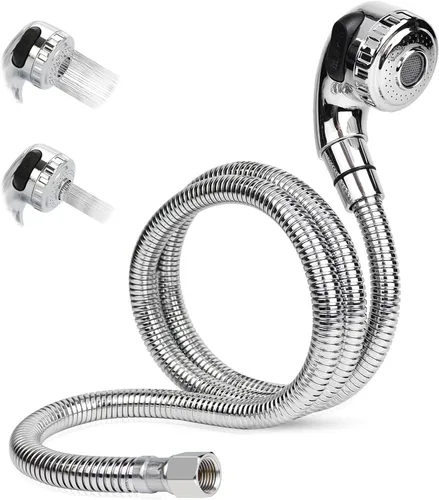 Kit de manguera de rociador para cuenco de champú de 1/4" con tuerca, reemplazo de manguera de fregadero de acero inoxidable para salón de belleza y