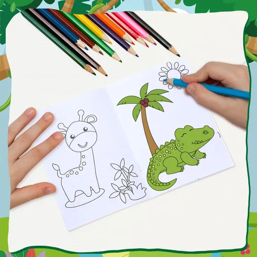 Miniatura 4 de Honoson 24 libros para colorear para niños, libros para colorear de animales a granel, safari, selva, recuerdo de fiesta para niños de 4 a 8 años