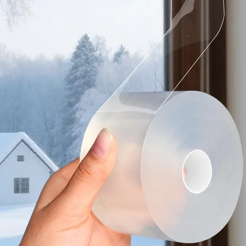 Cinta transparente para sellado de ventanas 5 cm x 20 m, resistente a la intemperie, para aislamiento de corrientes de aire, sin residuos, adhesiva