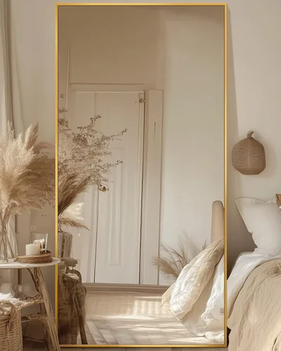 Miniatura 39 de Antok Espejo de Cuerpo Entero, Espejo de Piso de 58"x18" con Soporte, Espejos Montados Colgantes para Dormitorio, Sala de Estar, Vestidor, Comedor