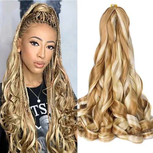 Miniatura 11 de Cabello trenzado rizado francés negro de 22 pulgadas preestirado, paquete de 3 unidades, textura Yaki, trenzado con rizo español, extensión