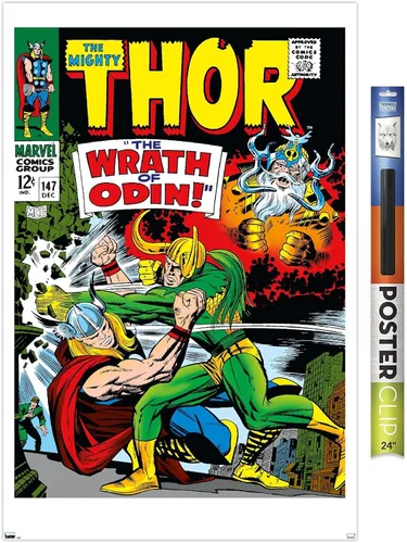 Miniatura 18 de Trends International Marvel Comics Loki - Póster de pared Thor #147, 22.4 pulgadas de largo x 14.7 pulgadas, versión enmarcada en madera de granero