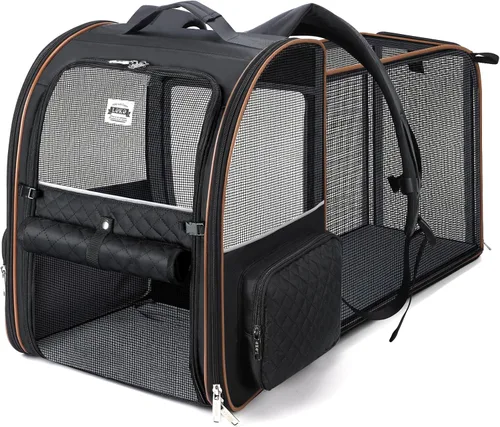 Miniatura 13 de Mochila Grande Transportadora para Gatos Expandible Mochila Transportadora de Mascotas para Perros Pequeños Gatos Medianos Soporta Hasta 18 Libras