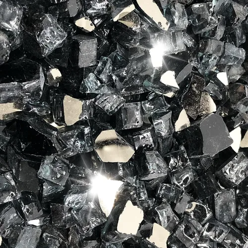 Miniatura 10 de Cuentas de vidrio de fuego de 19 libras para hoguera de 1/2 pulgada, rocas de vidrio templado negro ónix Cuentas de vidrio negro ónix