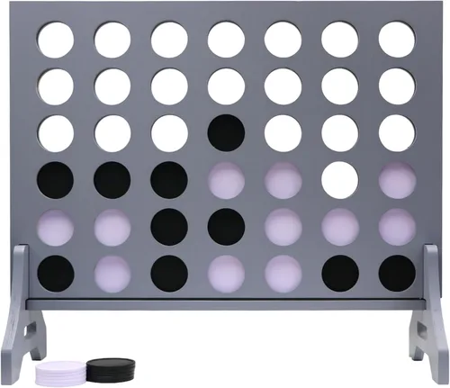 Miniatura 38 de Juego gigante 4 en una fila para familia y adultos – Tailgating Pros Jumbo de madera gris cuatro en una fila juego de patio para interiores