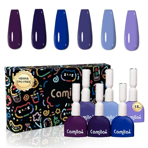 Miniatura 14 de CAMILA ¿ Juego de 6 esmaltes de uñas de gel sin Tpo de 0.5 fl oz sin Hema de colores neutros color nude claro para remojar el esmalte de gel LED