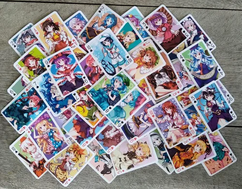 Miniatura 4 de Cartas de juego de anime # Baraja de póquer 54 cartas todas diferentes # Touhou Lindo divertido Neko Anime Manga Carteles Fanart
