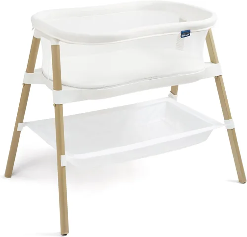 HALO® BassiNest® Essential Sleeper – Moisés portátil para bebé con laterales de malla transpirable, estante de almacenamiento y montaje fácil – Cuna