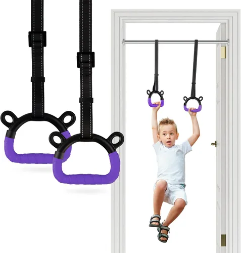 Miniatura 9 de EXQ Home Anillos de gimnasia para niños, anillos de dominadas para ejercicio de niños, anillo para gimnasia en interiores, anillos de gimnasia