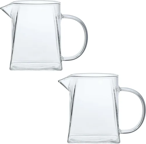 Miniatura 8 de CHOOLD Jarra elegante de vidrio con forma de ola para crema y servir para café, leche, salsa - Juego de jarras de cocina de 2 piezas, 8.5 oz