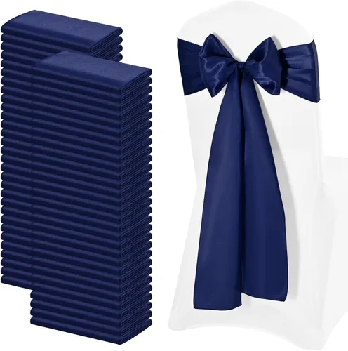 Miniatura 17 de 72 bandas de satén para silla, color azul bebé, lavables y reutilizables, fundas universales para silla, suministros para atar en la espalda