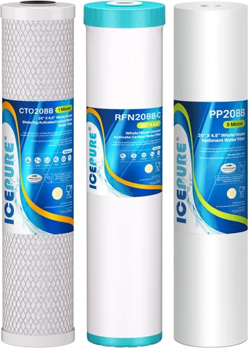 Miniatura 14 de ICEPURE CTO20BB-KDF - Filtro de agua para toda la casa, carbón activado con cáscara de coco y KDF, 5 micrones, 4.5 x 20 pulgadas, repuesto