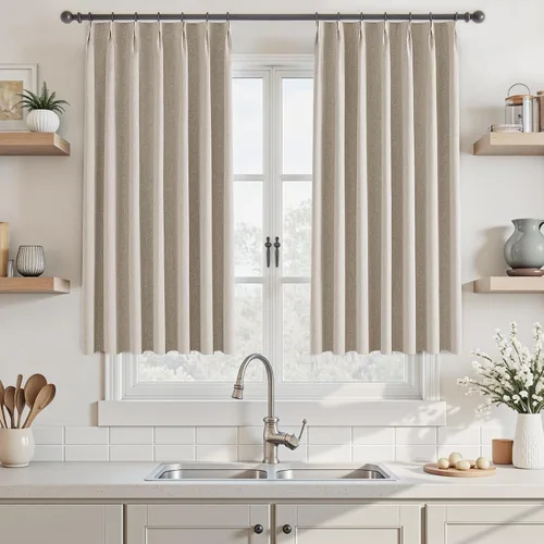 Miniatura 41 de UHITECH Cortinas opacas cortas de 35 pulgadas de largo, plisadas, opacas, para ventanas pequeñas, con aislamiento térmico, cortinas reductoras