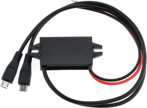 Miniatura 4 de E-outstanding Módulo convertidor de CC 12 V a 5 V 3 A, regulador reductor, convertidor de potencia de coche con cable micro USB doble convertidor