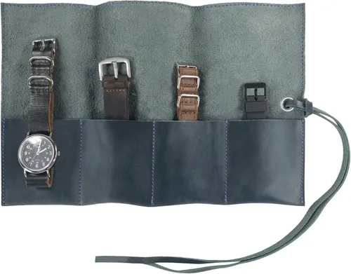 Miniatura 33 de Hide & Drink, Organizador de rollos de reloj de cuero hecho a mano de cuero de grano completo, con capacidad para hasta 4 relojes, fácil de llevar