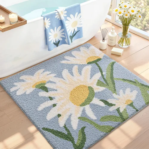 Miniatura 36 de LUMI Alfombra cuadrada de baño de playa, antideslizante, de secado rápido, ultra suave, lavable, absorbente, alfombra de baño con tema mar oceánico