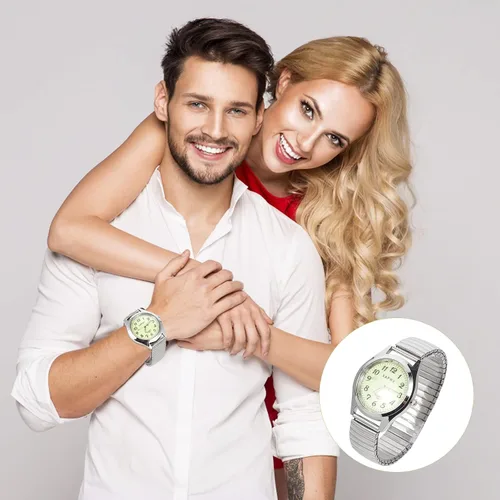 Miniatura 4 de Hemobllo Reloj casual digital luminoso para ancianos, banda elástica, regalo para pareja