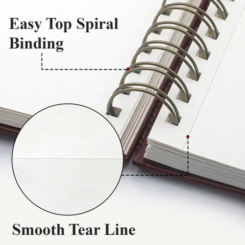 Miniatura 5 de Cuaderno de bocetos para medios mixtos de 9" x 12" - Cuaderno de bocetos multimedia de tapa dura, encuadernado en espiral, 60 hojas de papel