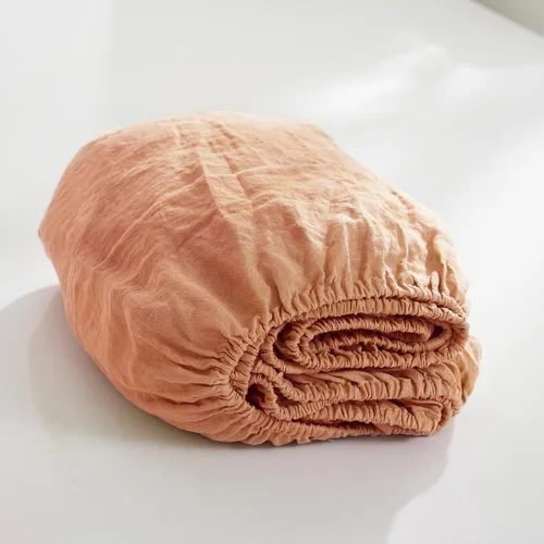 Miniatura 9 de S VICTORY SYMBOL Sábana bajera ajustable 100% lino orgánico a rayas beige de 60 x 80 pulgadas, funda de colchón de 16 pulgadas de profundidad teñida