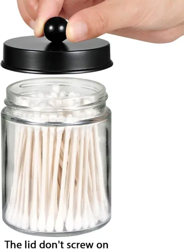 Miniatura 2 de Amolliar 6 tarros de boticario para baño, organizador de tocador de baño, decoración rústica de granja con tapas de acero inoxidable, soporte Negro