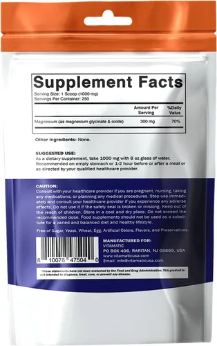 Miniatura 9 de Vitamatic Magnesio (de glicinato y óxido) - Apoya la salud muscular, articular y cardíaca, 8.82 oz