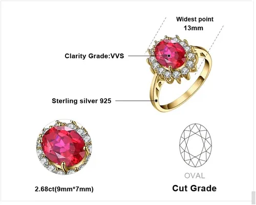 Miniatura 2 de JewelryPalace - Anillos de compromisoaniversario estilo princesa Diana Kate Middleton, con piedra natal de zafiro y halo pmujer, 14 quilates